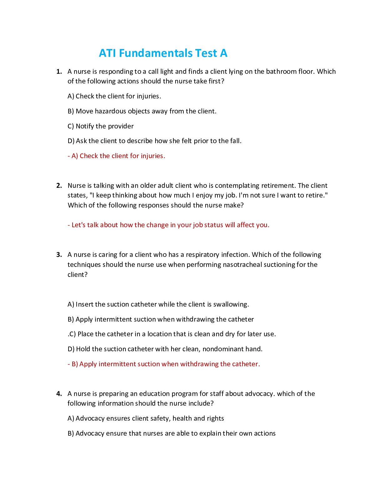 Preview image for ATI Fundamentals Test A